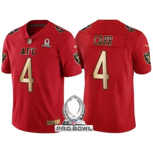 Men's Las Vegas Raiders Customized Red Gold AFC 2017 Pro Bowl Limited Stitched Jersey